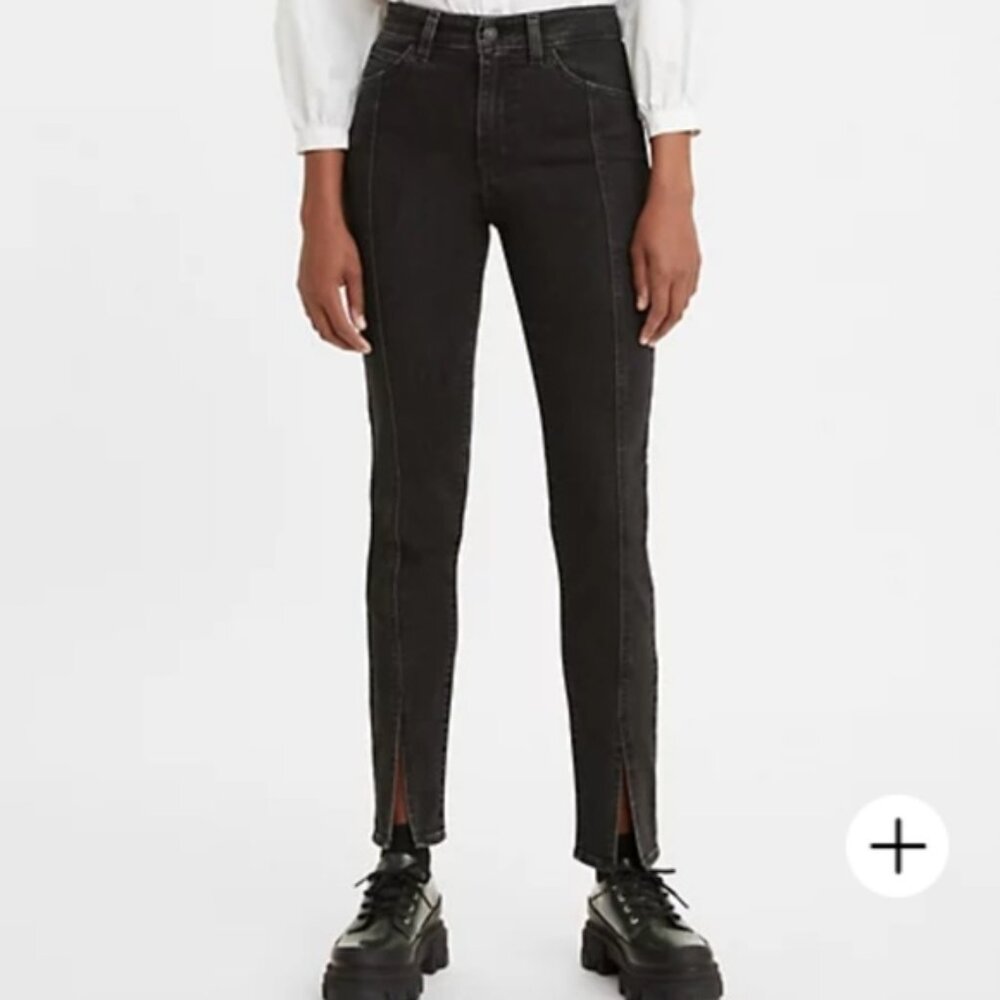 Levi's 721 skinny high rise black front seam Kinda Moody 33 x 30 NWT